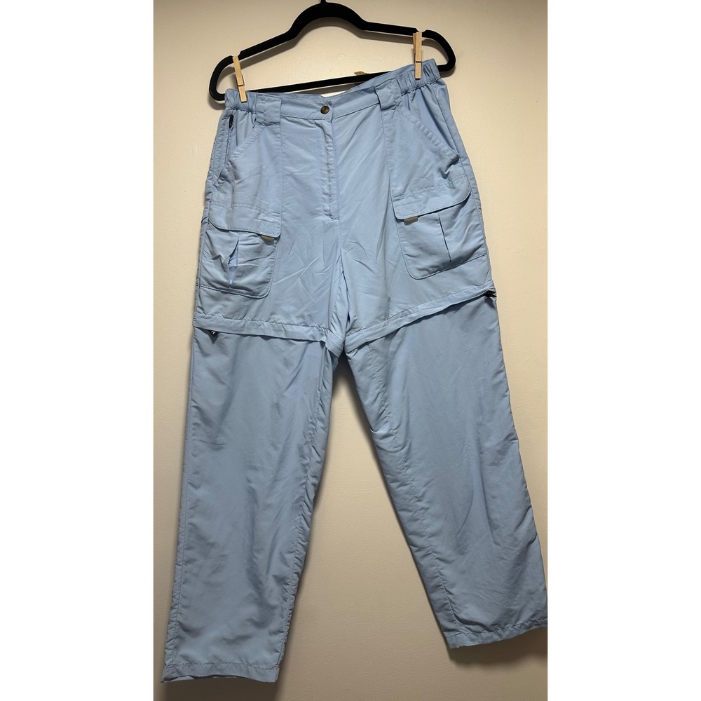 LL Bean Women M Reg Light Blue Supplex Nylon Convertible Hiking Cargo Pants Y2K